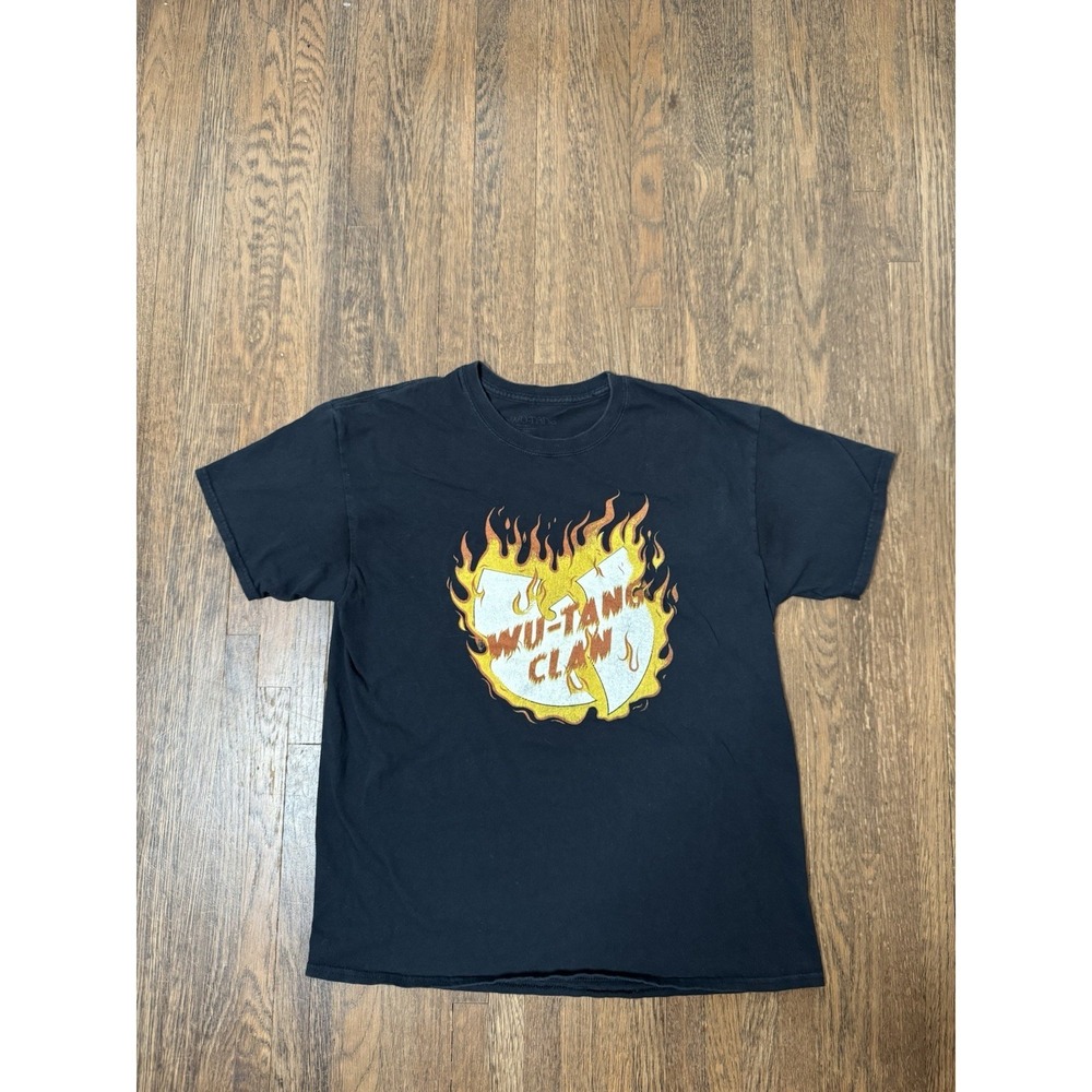 Wu-tang Clan Flames Logo Graphic T-shirt Men Large Black Short Sleeve Rap Music